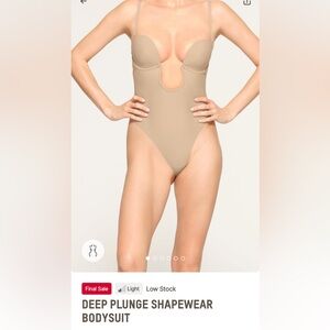 Skims deep plunge shape wear bodysuit thong